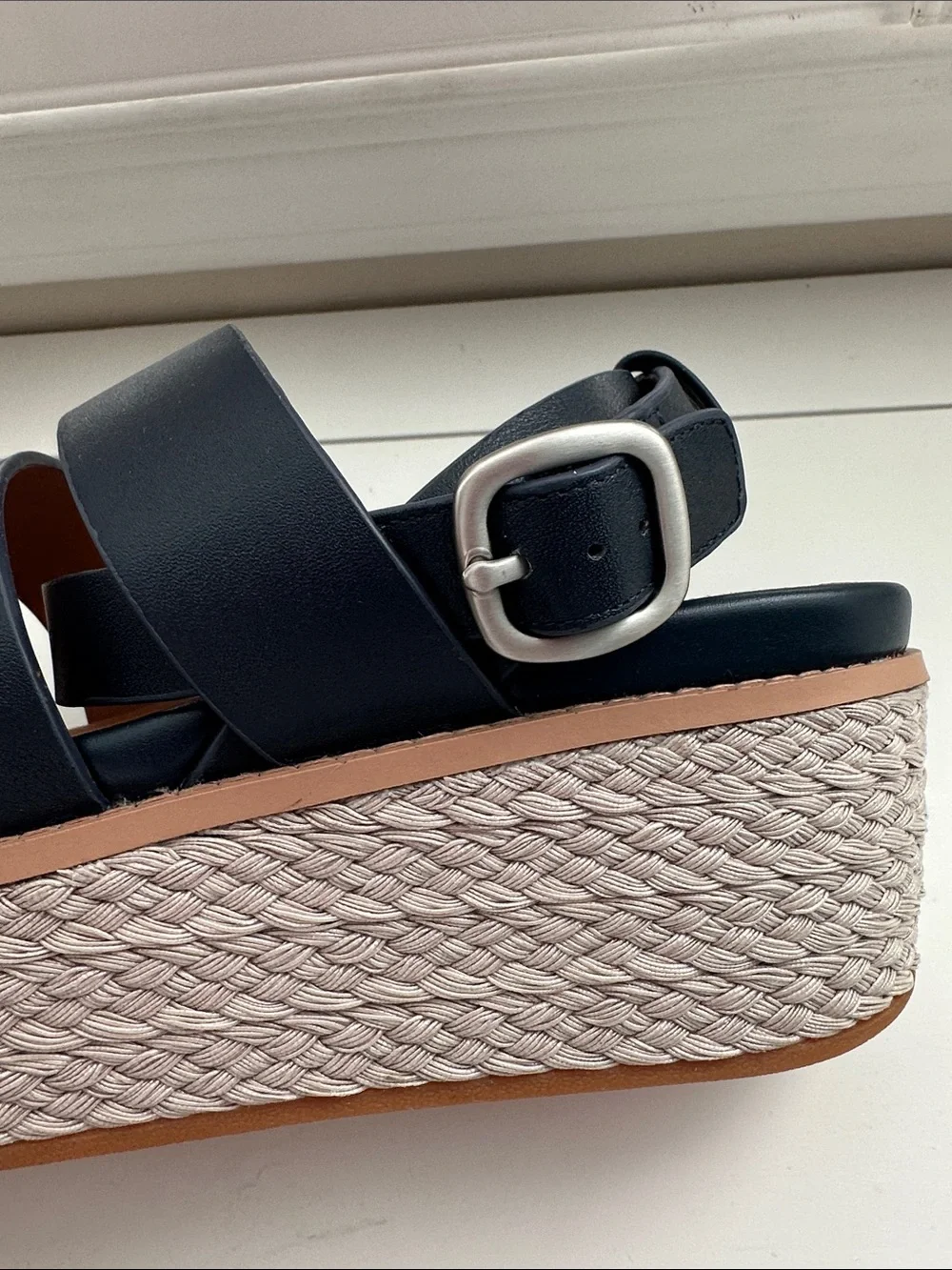 FitFlop Eloise Back Strap espadrille platform wedge sandals. Navy and NWOT!